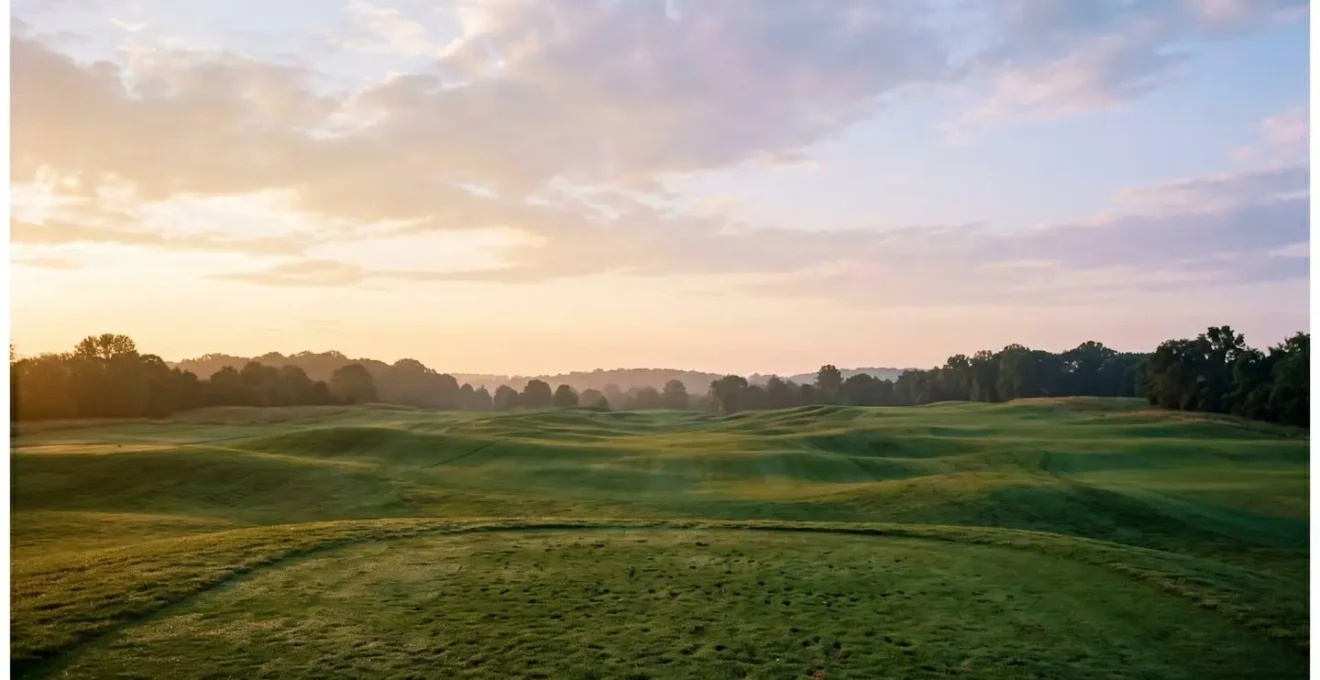 Wide panoramic view from golfer's perspective showing expansive horizon and open landscape