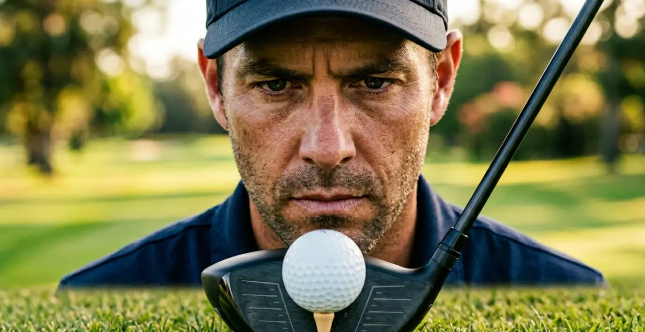 Professional golf setup showing optimal driver tee height with ball positioned correctly