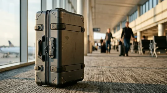 Professional golf equipment transportation preparation for international air travel showing organized packing strategy